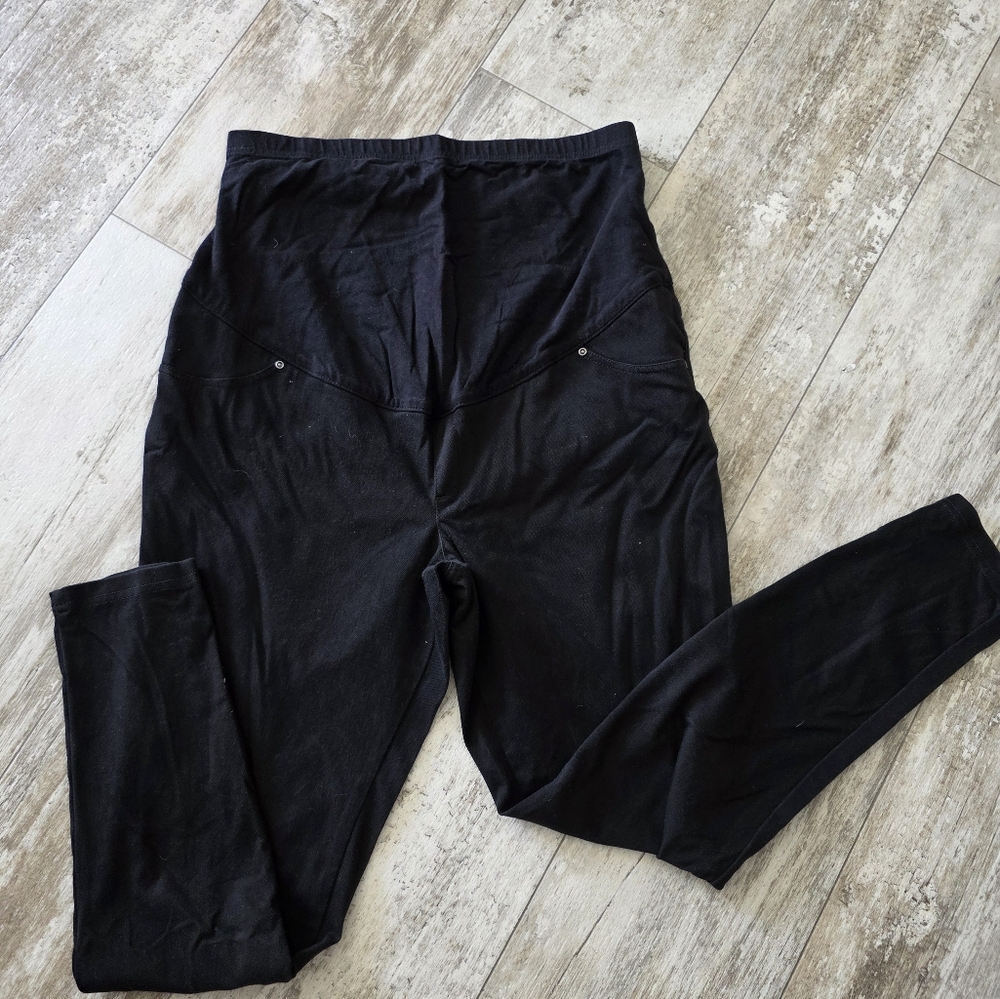 maternity front panel size 12/14 black stretchy jeggings